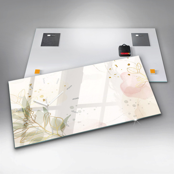 Glass wall clock rectangular Pastel abstraction