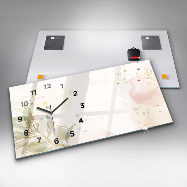 Glass wall clock rectangular Pastel abstraction