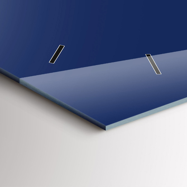 Glass wall clock rectangular Navy blue color