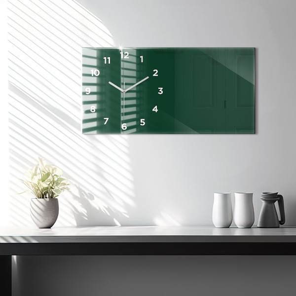 Glass wall clock rectangular Color bottle green