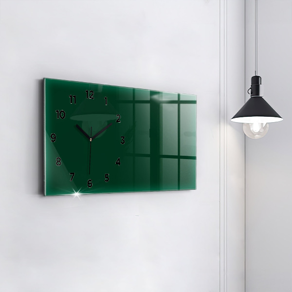 Glass wall clock rectangular Color bottle green