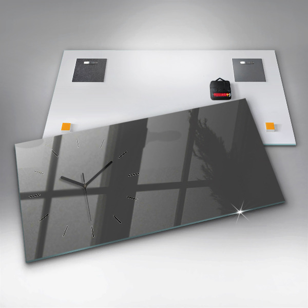 Glass wall clock rectangular Color gray