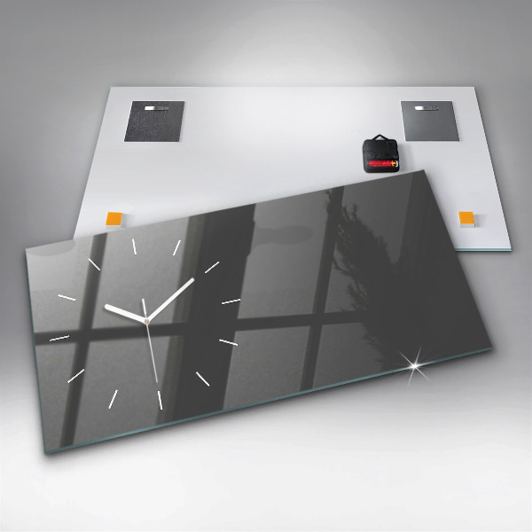 Glass wall clock rectangular Color gray
