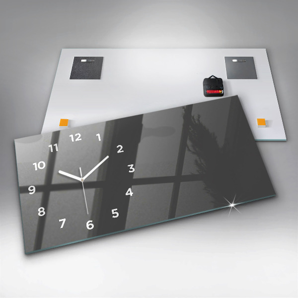 Glass wall clock rectangular Color gray