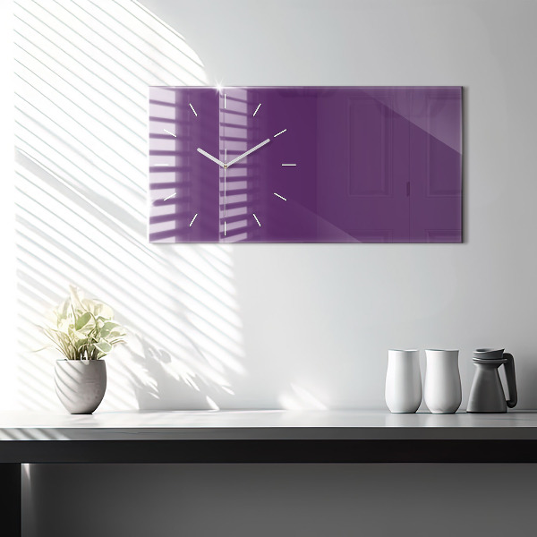 Glass wall clock rectangular Violet