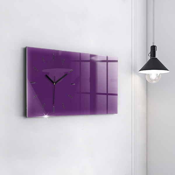 Glass wall clock rectangular Violet
