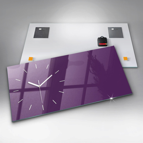 Glass wall clock rectangular Violet