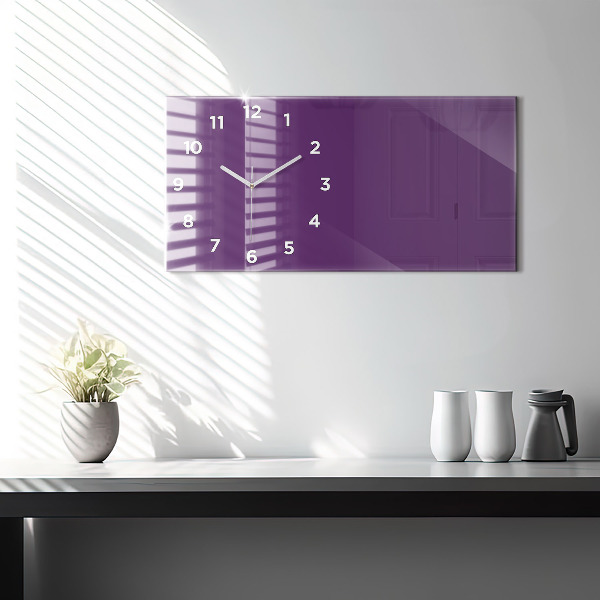 Glass wall clock rectangular Violet