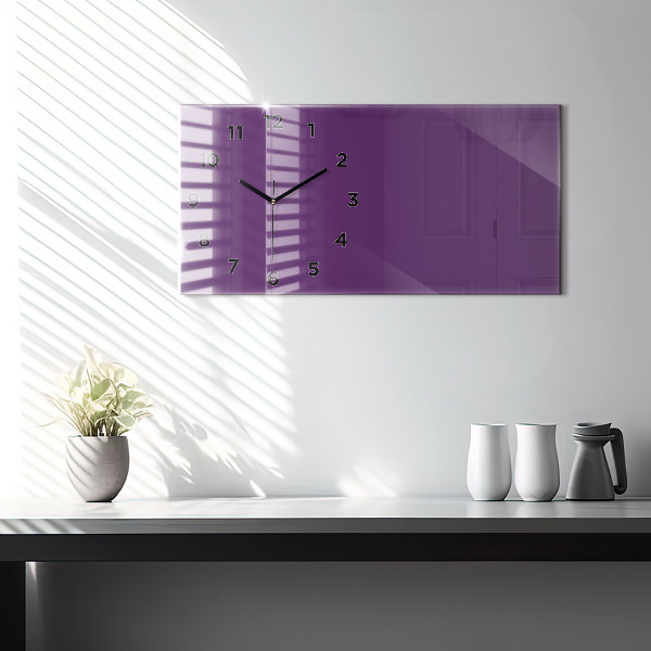 Glass wall clock rectangular Violet