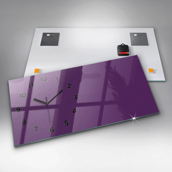 Glass wall clock rectangular Violet