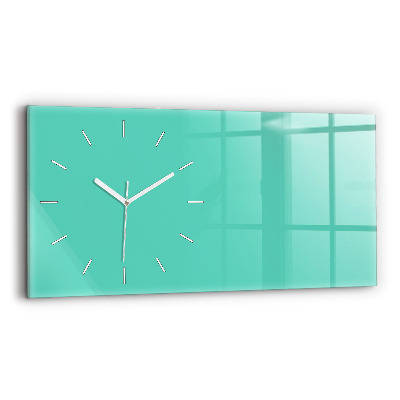 Glass wall clock rectangular Turquoise color