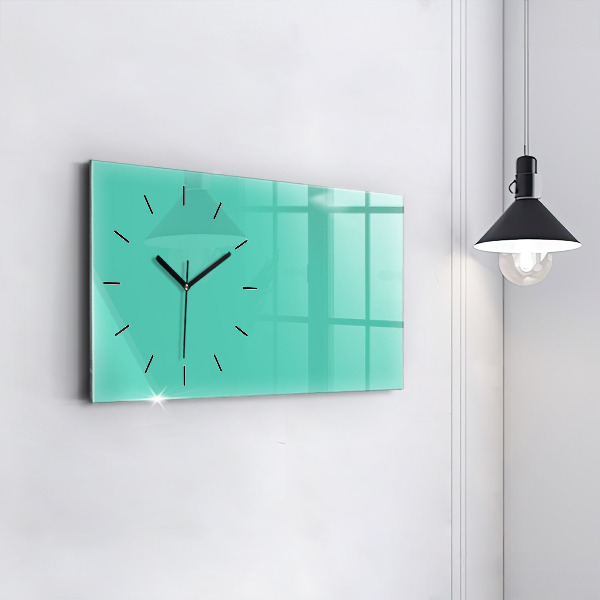 Glass wall clock rectangular Turquoise color