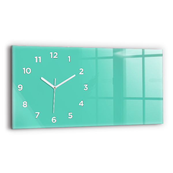 Glass wall clock rectangular Turquoise color