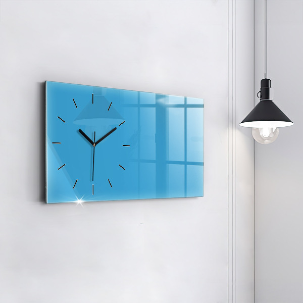 Glass wall clock rectangular Color blue