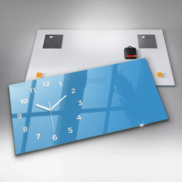 Glass wall clock rectangular Color blue