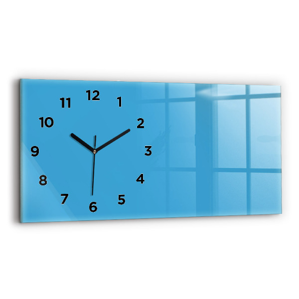 Glass wall clock rectangular Color blue