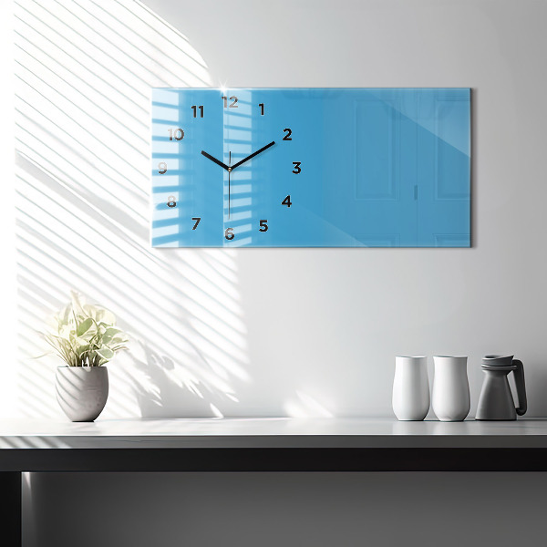 Glass wall clock rectangular Color blue