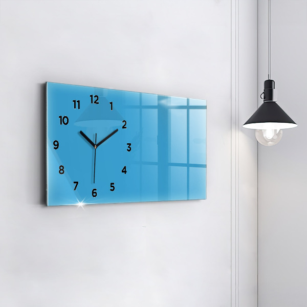 Glass wall clock rectangular Color blue