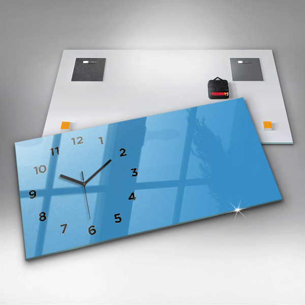 Glass wall clock rectangular Color blue