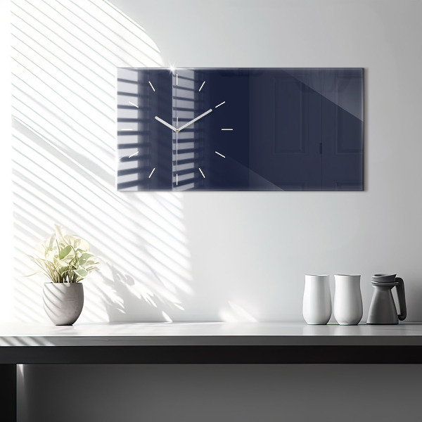 Glass wall clock rectangular Color dark navy blue