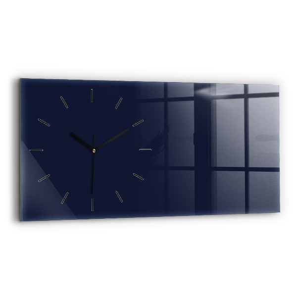 Glass wall clock rectangular Color dark navy blue