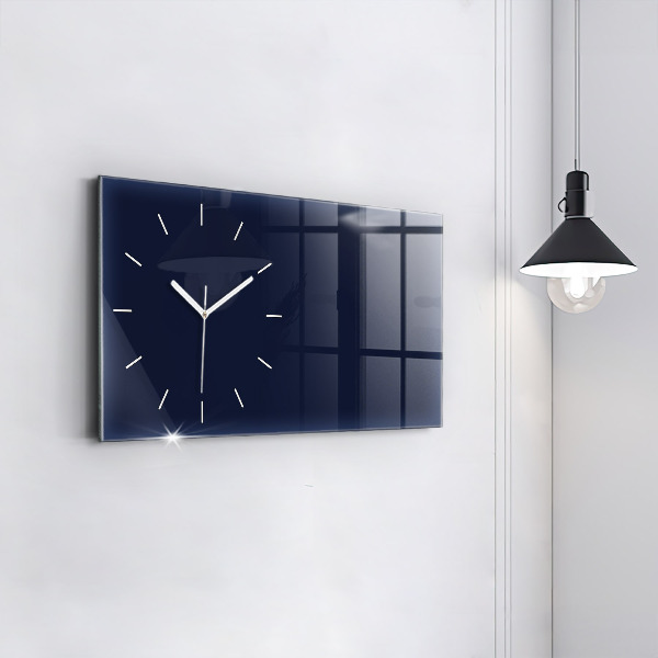 Glass wall clock rectangular Color dark navy blue