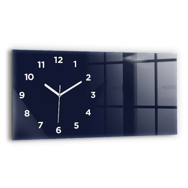 Glass wall clock rectangular Color dark navy blue