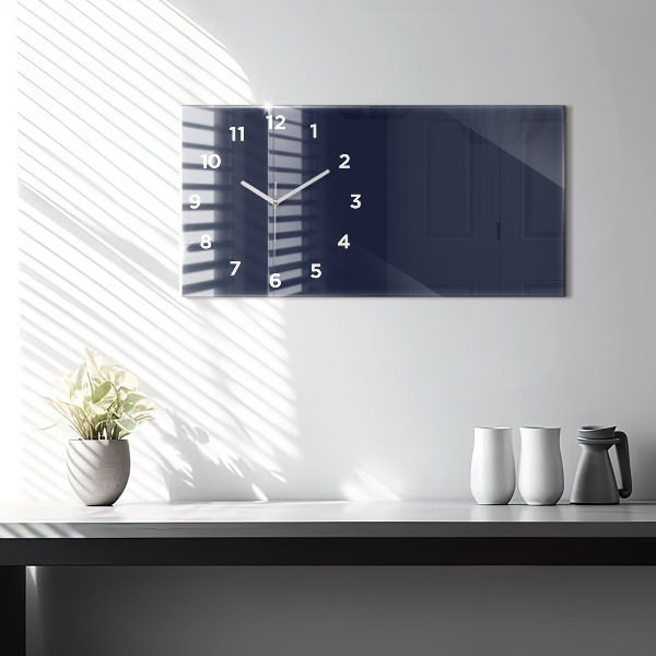 Glass wall clock rectangular Color dark navy blue