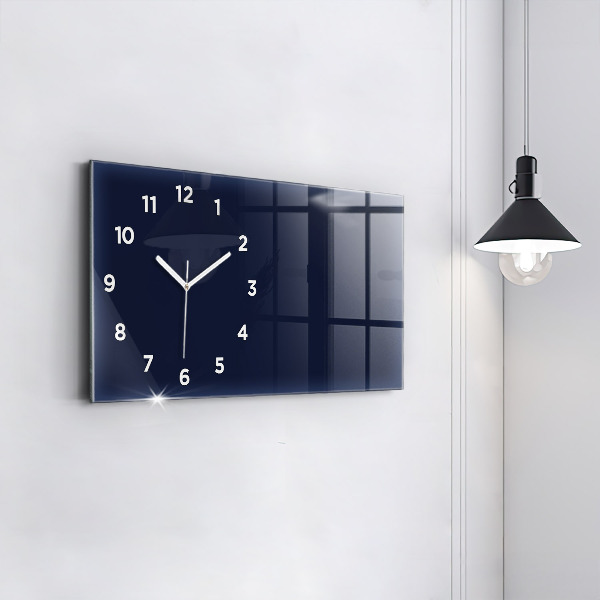Glass wall clock rectangular Color dark navy blue
