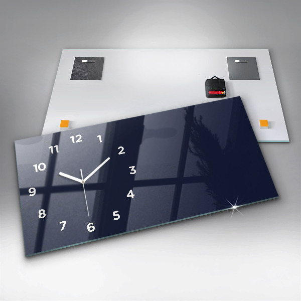 Glass wall clock rectangular Color dark navy blue