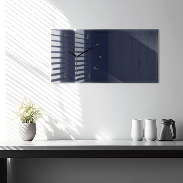 Glass wall clock rectangular Color dark navy blue
