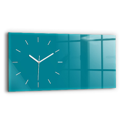 Glass wall clock rectangular Sea color