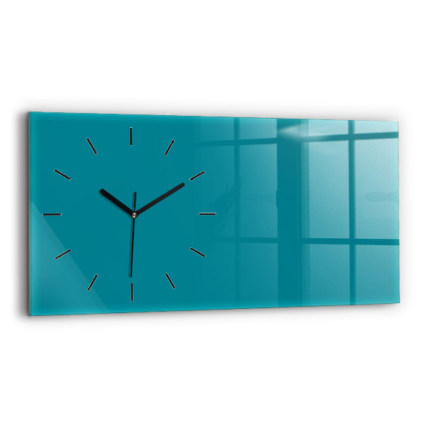 Glass wall clock rectangular Sea color