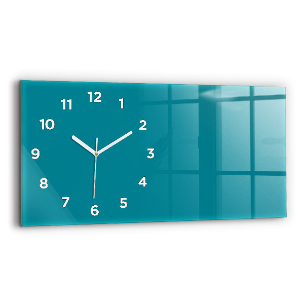 Glass wall clock rectangular Sea color