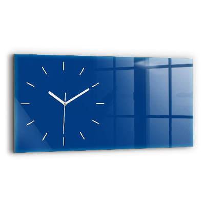 Glass wall clock rectangular Blue color