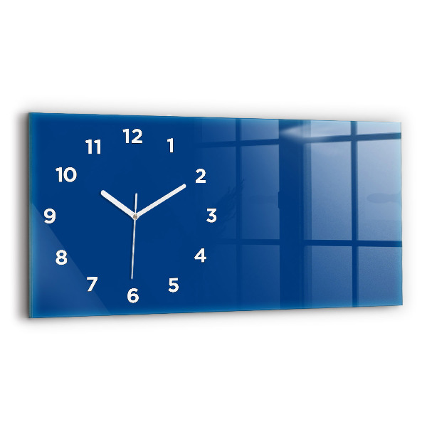Glass wall clock rectangular Blue color