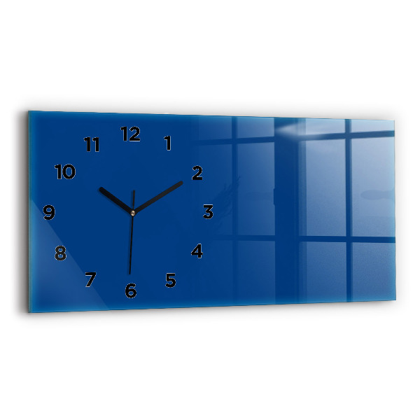 Glass wall clock rectangular Blue color