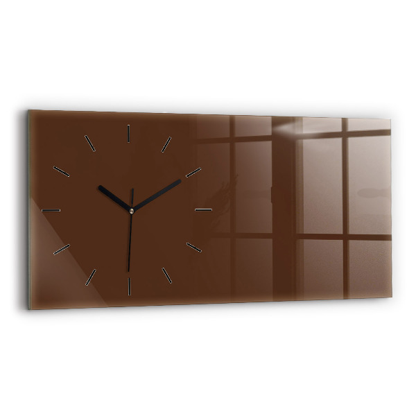 Glass wall clock rectangular Brown color