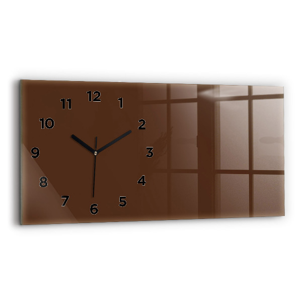 Glass wall clock rectangular Brown color