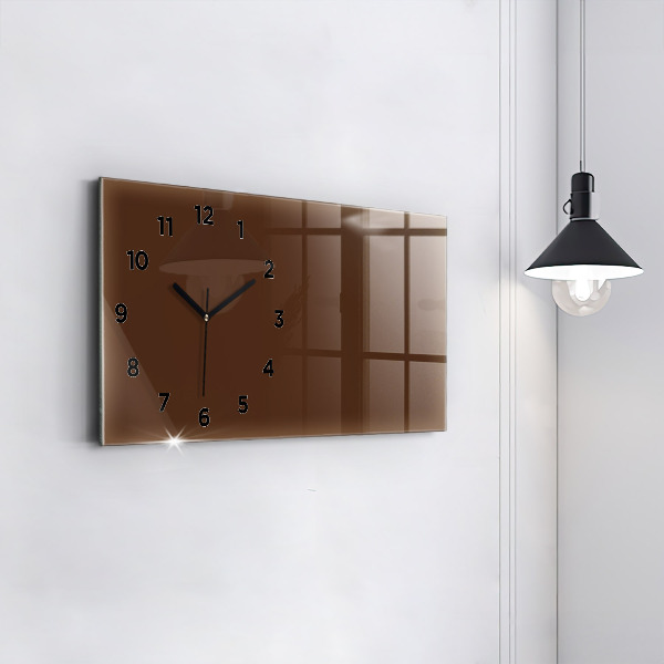 Glass wall clock rectangular Brown color