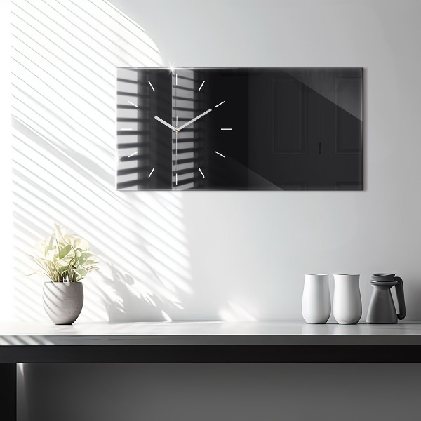 Glass wall clock rectangular Color black