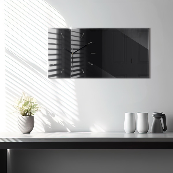 Glass wall clock rectangular Color black