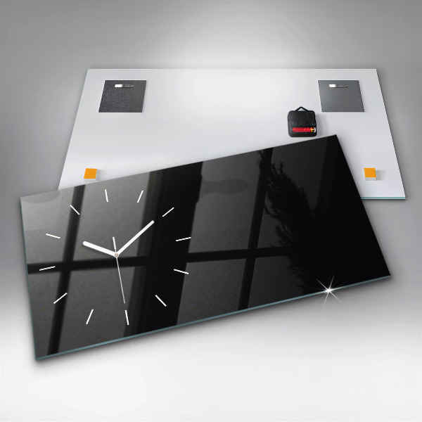 Glass wall clock rectangular Color black