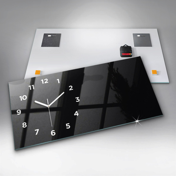 Glass wall clock rectangular Color black