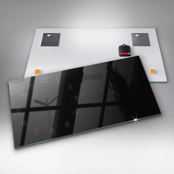 Glass wall clock rectangular Color black
