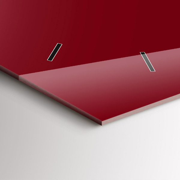 Glass wall clock rectangular Burgundy color