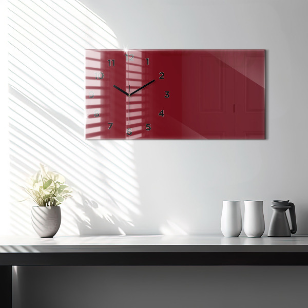 Glass wall clock rectangular Burgundy color