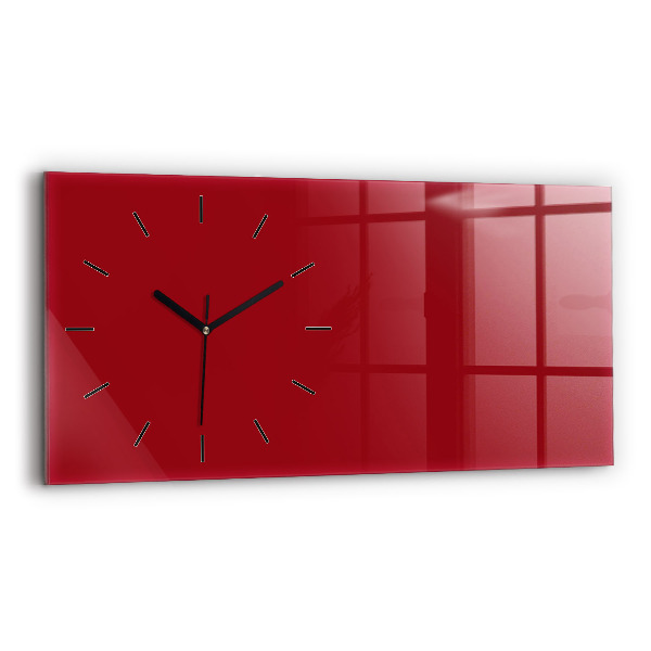 Glass wall clock rectangular Red color