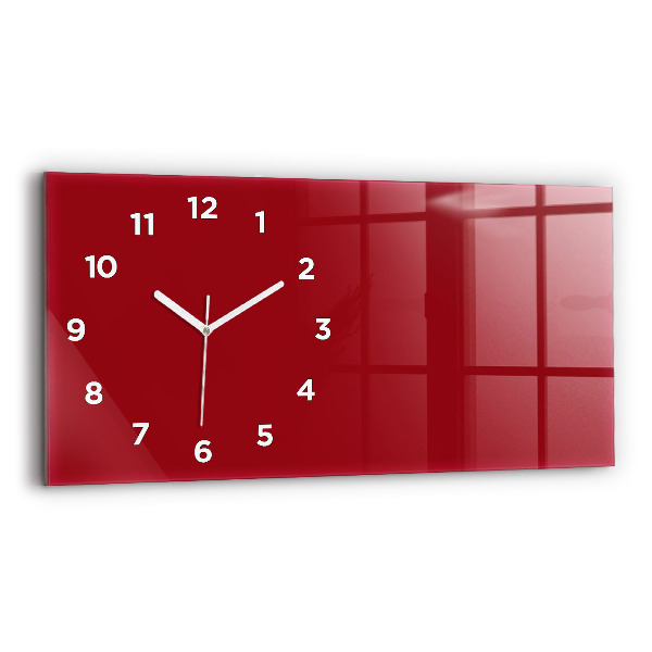 Glass wall clock rectangular Red color