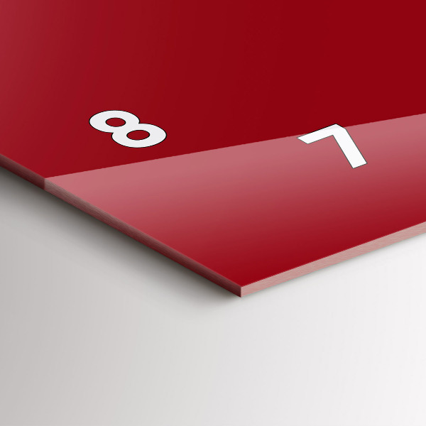 Glass wall clock rectangular Red color